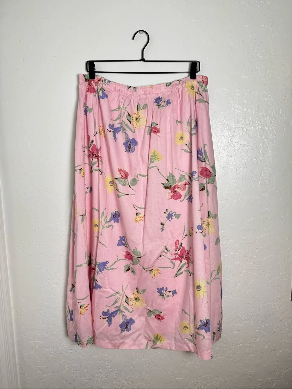 Fred Thomas Vintage Watercolor Floral Pink Midi Skirt